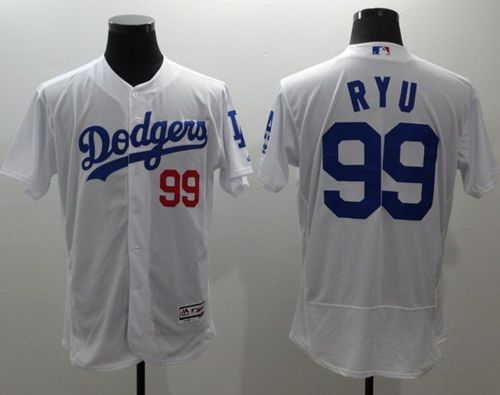 Dodgers #99 Hyun-Jin Ryu White Flexbase Authentic Collection Stitched MLB Jersey